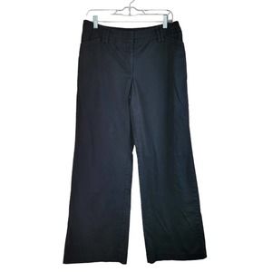 White House Black Market Womens Chino Pants Slacks Size 10 Black Flare Wide Leg